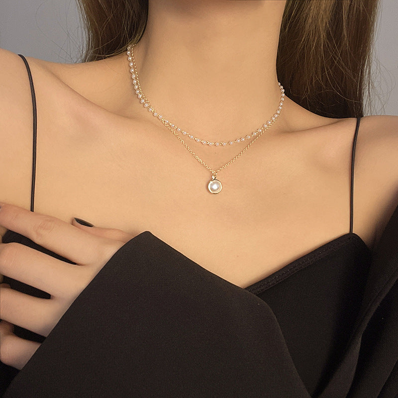 Double-Layer Pearl Clavicle Necklace