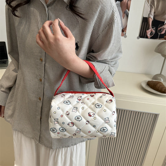 Fresh Floral Canvas Street Underarm Shoulder Bag