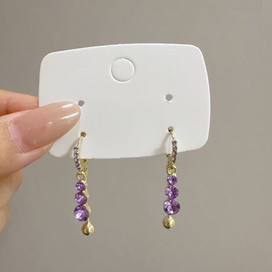 Purple Zircon Tassel Earrings