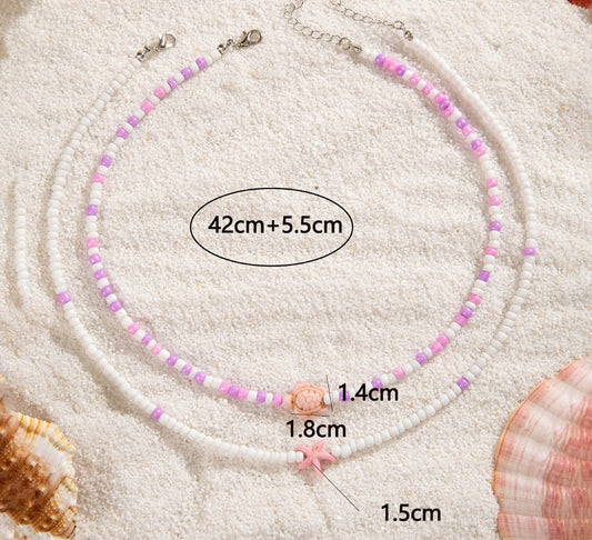 Colorful Beaded Resin Necklace Set for Women – 2-Piece