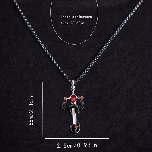 Retro Dragon Sword Pendant Necklace