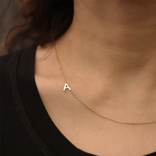 A-Z Letter Initial Snake Bone Chain Necklace