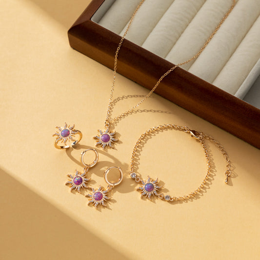 Vintage Multicolour Opal Pendant Necklace & Jewelry Set