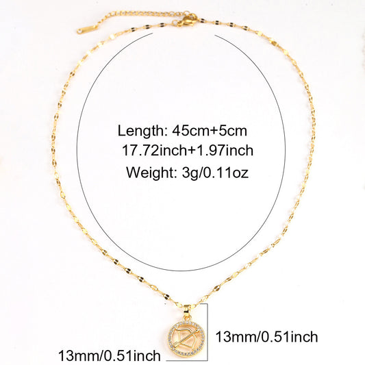 Golden Twelve Constellation Pendant Necklace