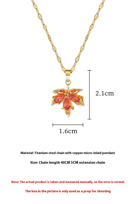 Red & Green Maple Leaf Necklace