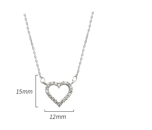 Silver Diamond Love Heart Necklace