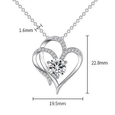 Heart Shaped Zircon Double Love Necklace