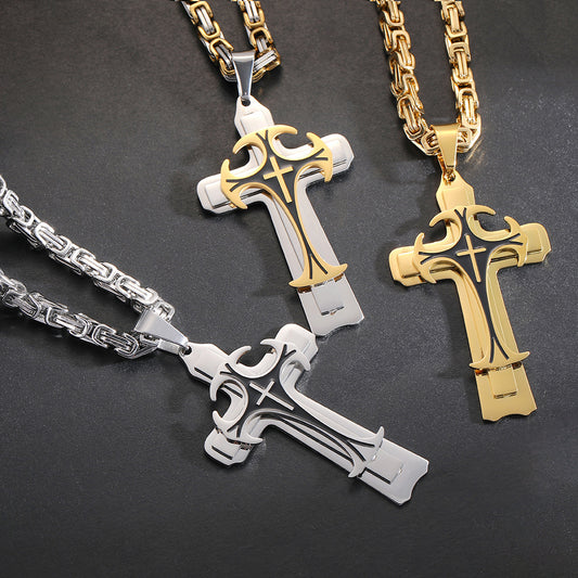 Christian Trinity Cross Necklace Chain