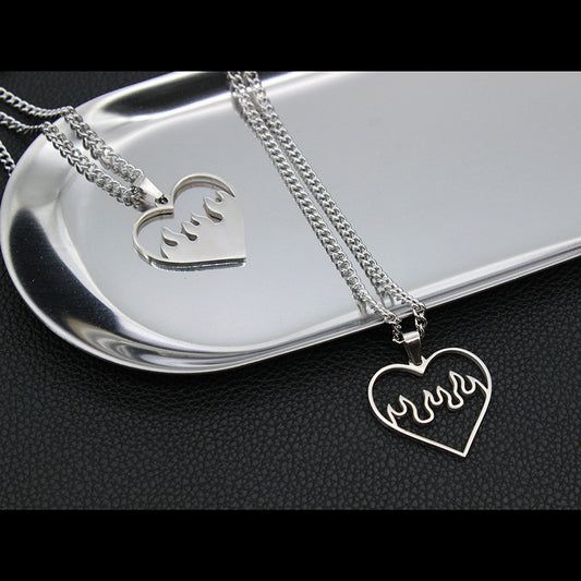 Love Flame Couple Necklace Stainless Steel