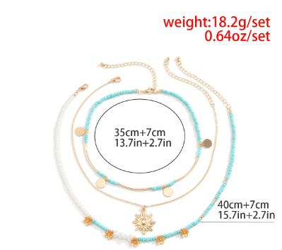 Multi-Layer Ethnic Sunflower Pendant Collarbone Necklace