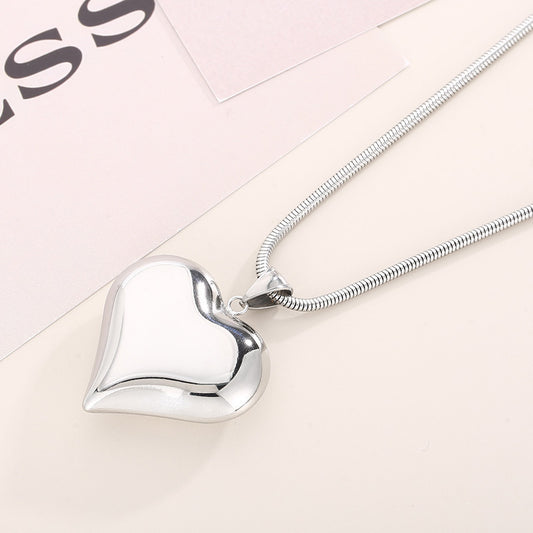 Gold Silver Plain Heart-Shaped Necklace