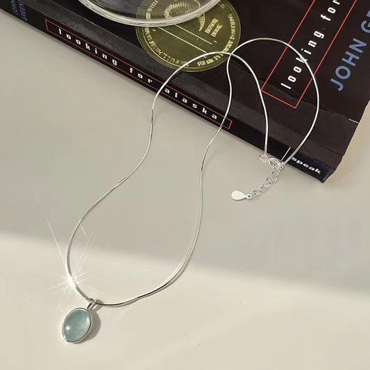 Oval Water Drop Pendant Necklace