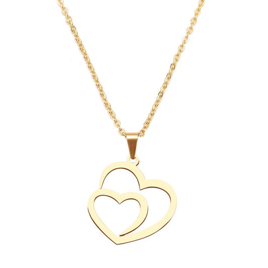 Double Peach Heart Couple Necklace - Trendy Radar