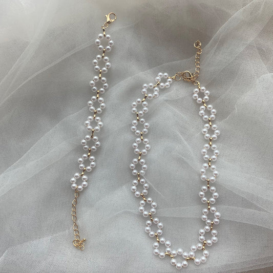Pearl Necklace and Bracelet