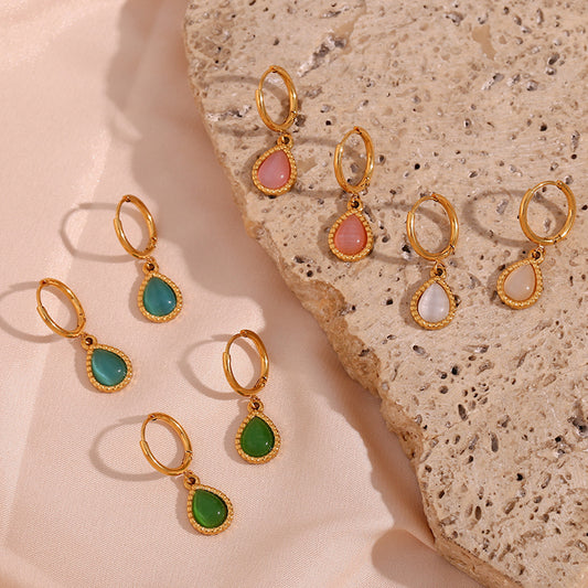 Minimalistic Water Drops Opal Earrings & Necklace