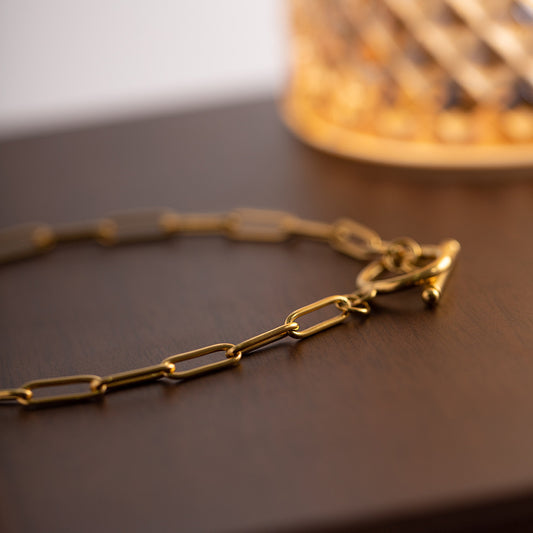 Gold Geometric Stainless Steel OT Chain Necklace