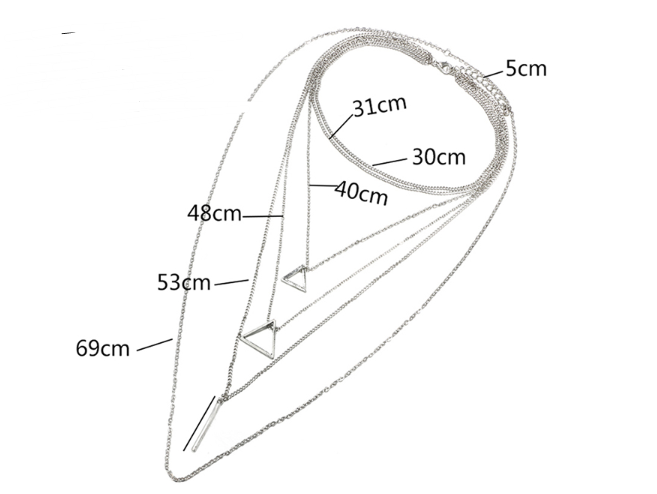 Triangle Bar Pendant Multilayer Necklace