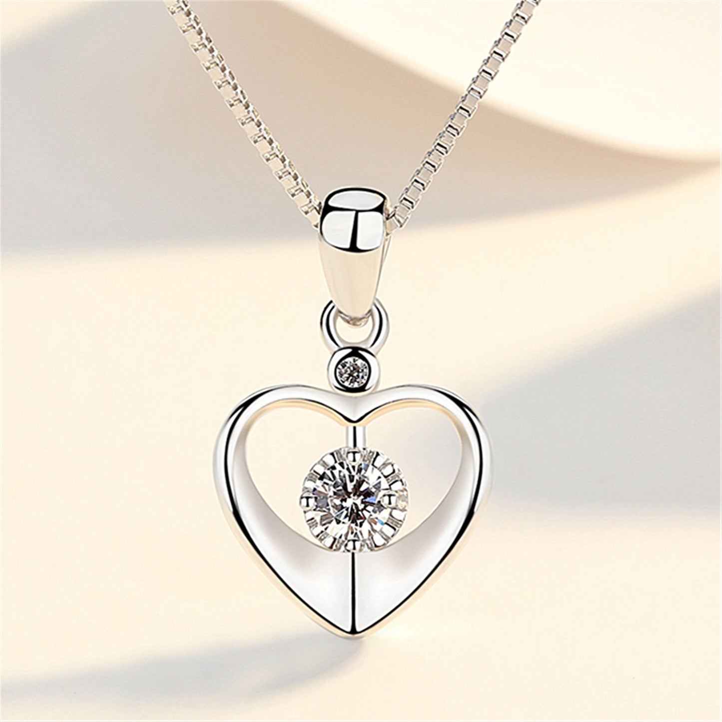 Zircon Heart Pendant Necklace