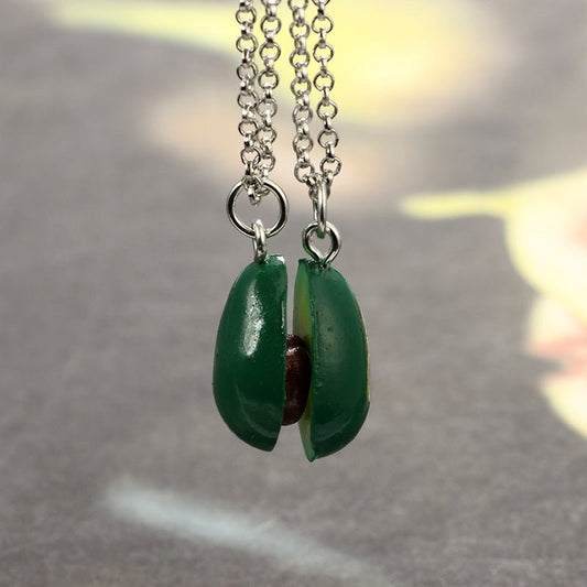 Handmade Avocado Halves Necklace & Earrings Set - Trendy Radar