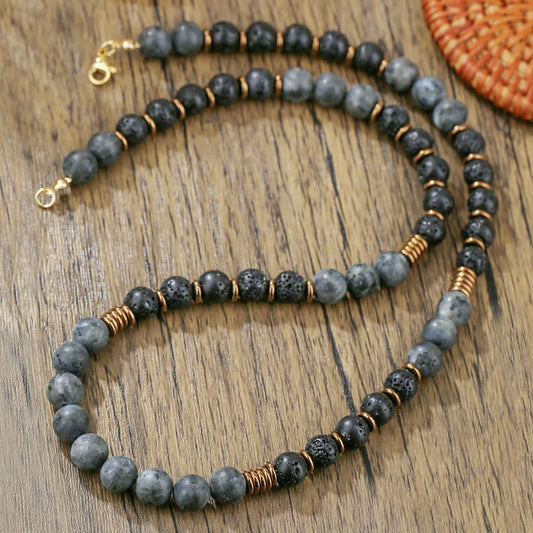 Handmade Volcanic Rock & Hematite Beaded Necklace - Trendy Radar