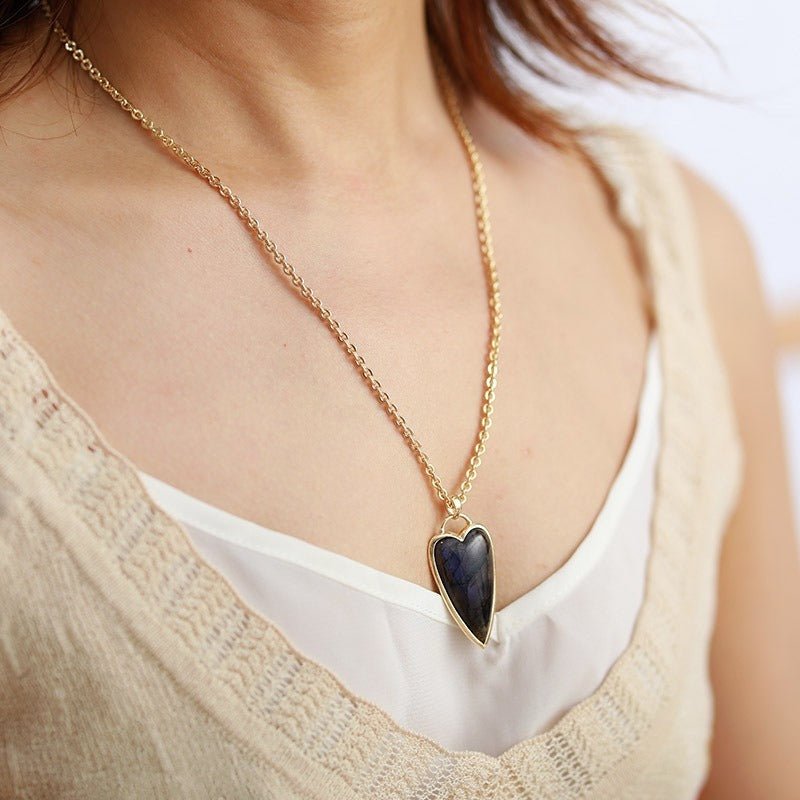 Labradorite Heart Pendant Necklace - Trendy Radar
