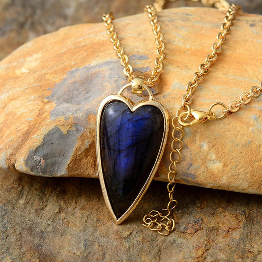 Labradorite Heart Pendant Necklace - Trendy Radar