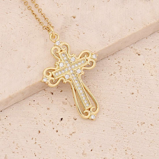 Micro Inlaid Zircon Cross Necklace - Trendy Radar