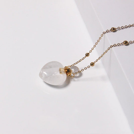 Natural Heart Crystal Perfume Bottle Necklace - Trendy Radar