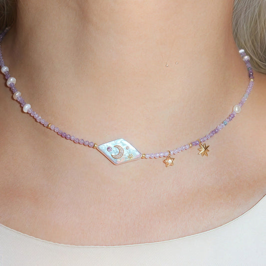 Purple Beaded Zircon Necklace for Women - Trendy Radar