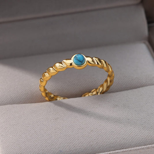 Round White Turquoise Ring - Adjustable - Trendy Radar