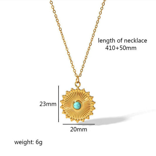 Turquoise Pendant Blue Diamond Necklace - Trendy Radar