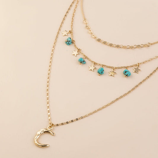 Turquoise Star Multi - Layered Necklace - Trendy Radar