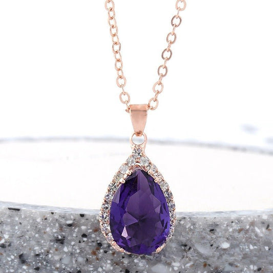 Water Drop Rose Gold Rhinestone Necklaces - Trendy Radar