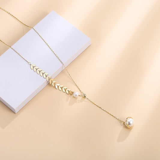 Wheat Ear Stitching Pearl Clavicle Chain - Trendy Radar