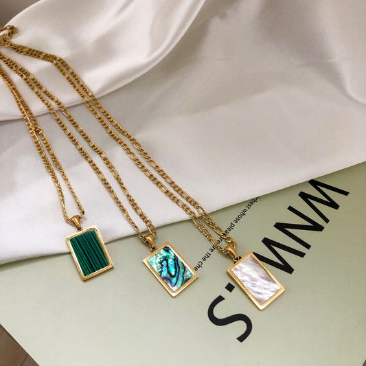 White Shell Inlaid Necklace - Trendy Radar