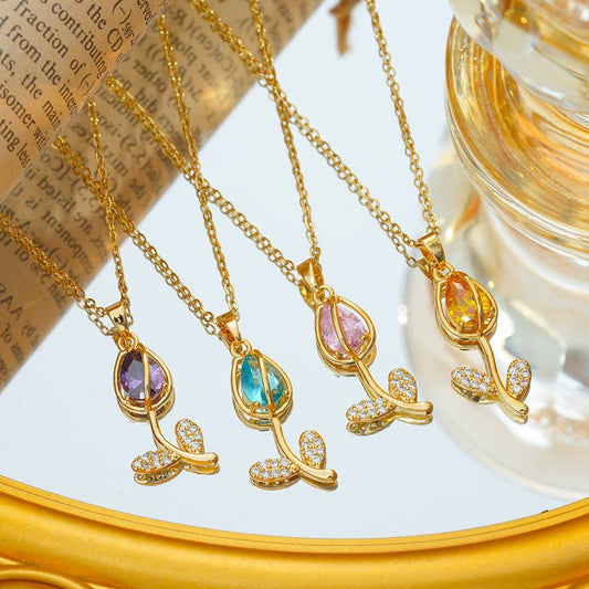 Zircon Tulip Necklace for Women - Trendy Radar