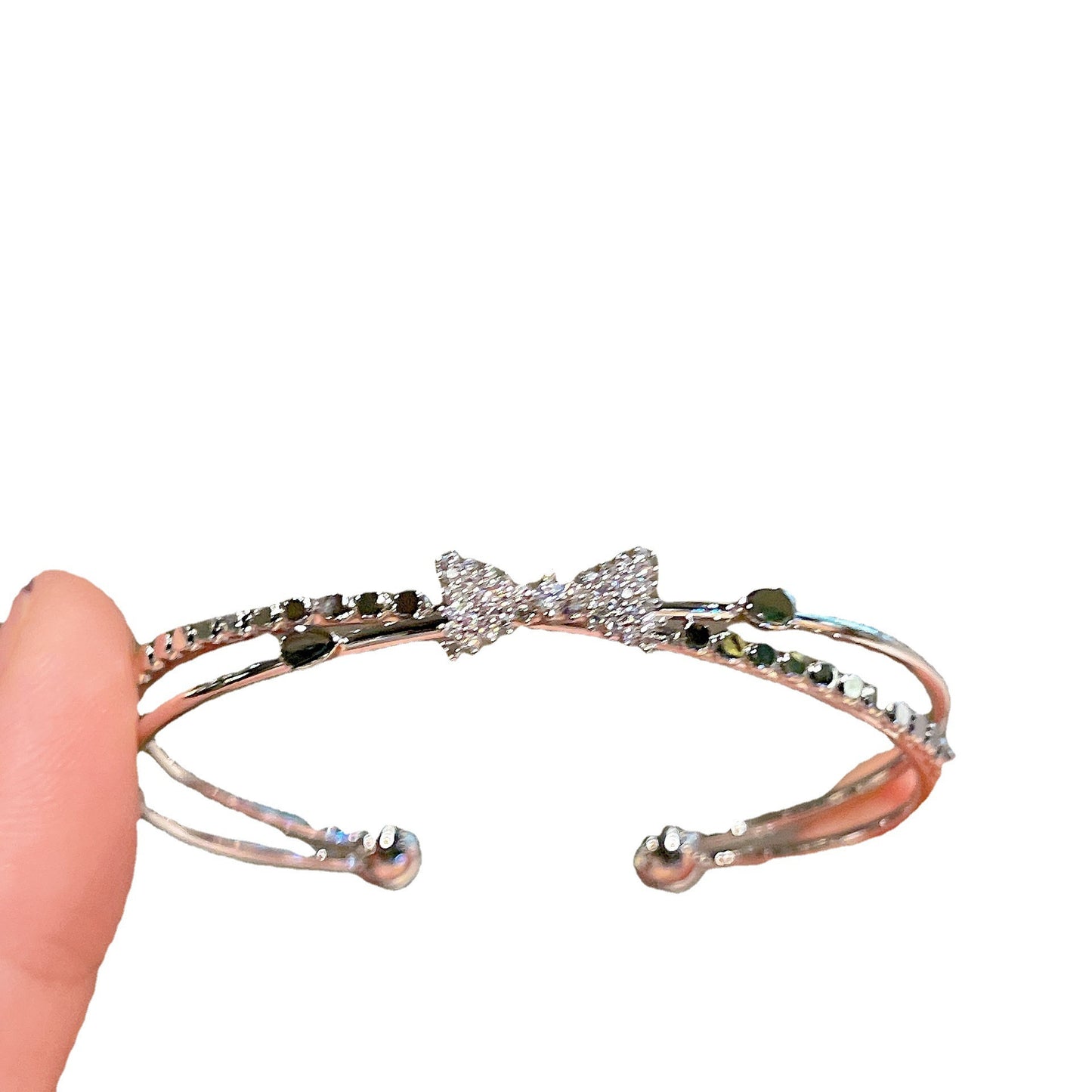 Women’s Minimalist Silver Bow Bracelet