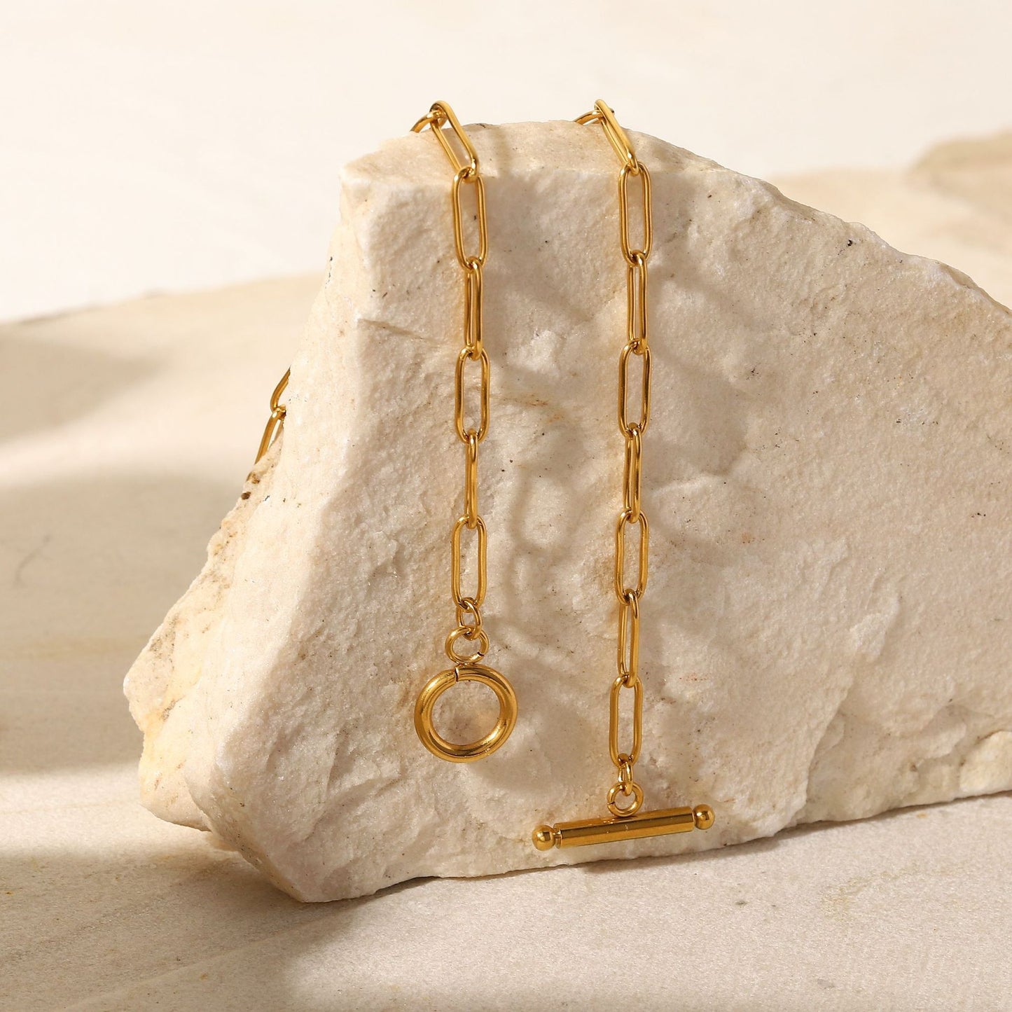 Gold Geometric Stainless Steel OT Chain Necklace
