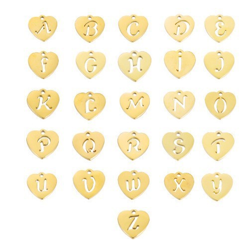 A–Z Initial Alphabet Letter Necklace with Heart Pendant