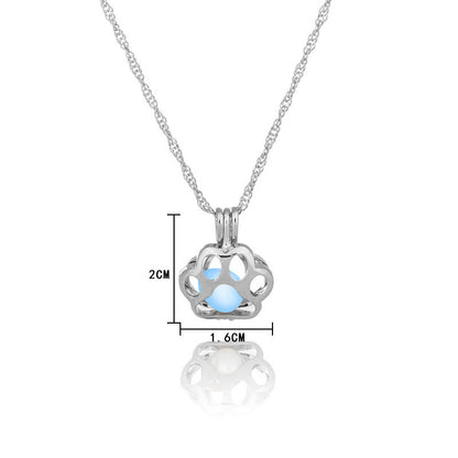 Dog Paw Hollow Luminous Necklace