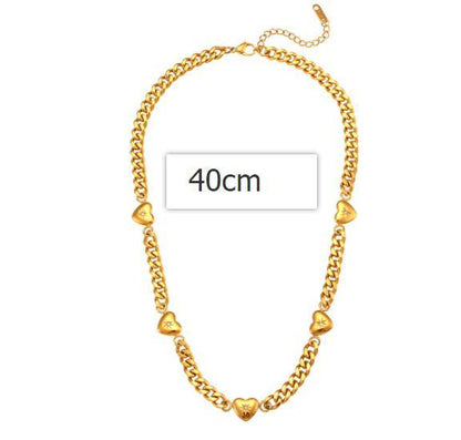 Retro Heart Cuban Link Necklace or Bracelet for Women