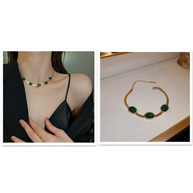 Green Stone Crystal Jewellery Set