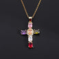 Copper Zircon Cross Pendant Necklace