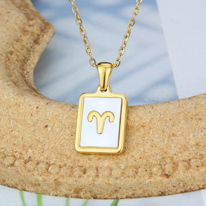 Square Shell Zodiac Necklace