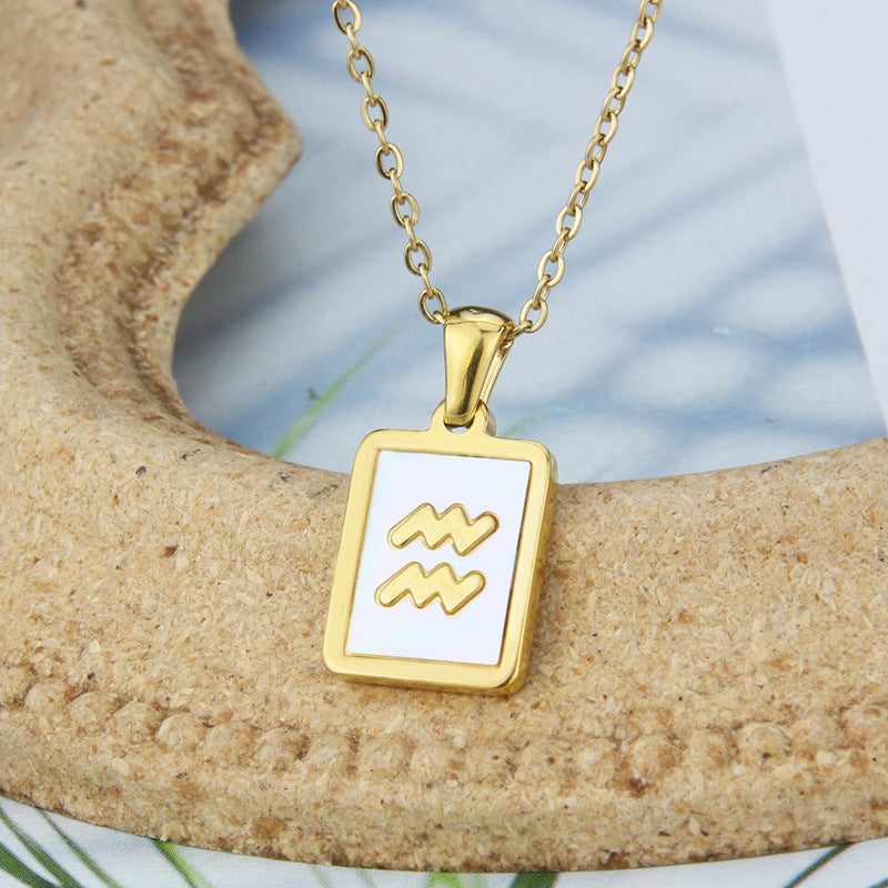 Square Shell Zodiac Necklace