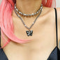 Gothic Black Butterfly Pendant Necklace