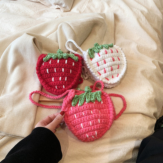 Handmade Knitted Wool Strawberry Crossbody Bag