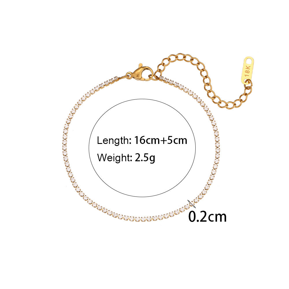 Stainless Steel Zircon Bracelet & Necklace Set
