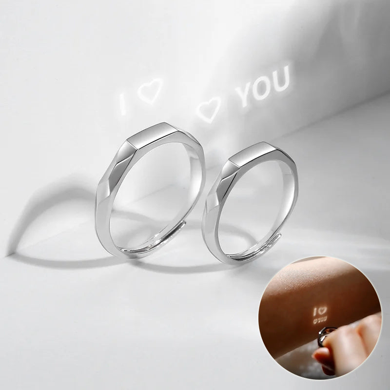 I Love You Projection Adjustable Couple Rings