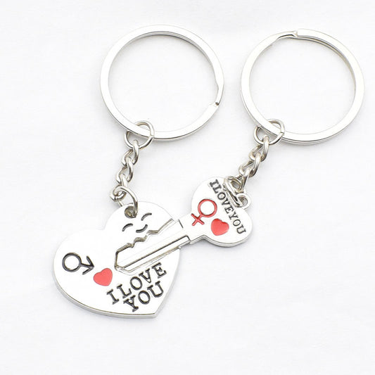Heart and Key Shaped Love Keychain